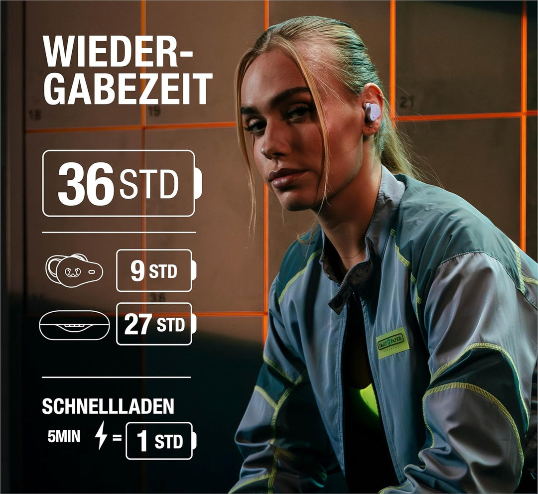 Fresh 'n Rebel Twins Rush, Bluetooth Kopfhörer Sport In-Ear mit Hybrid aktiver Noise Cancelling, Amb