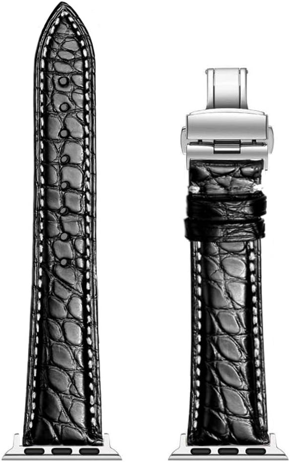 MUENShop Krokodil Armband Kompatibel mit Apple Watch 38mm/40mm Original Alligator Leder Ersatzband B