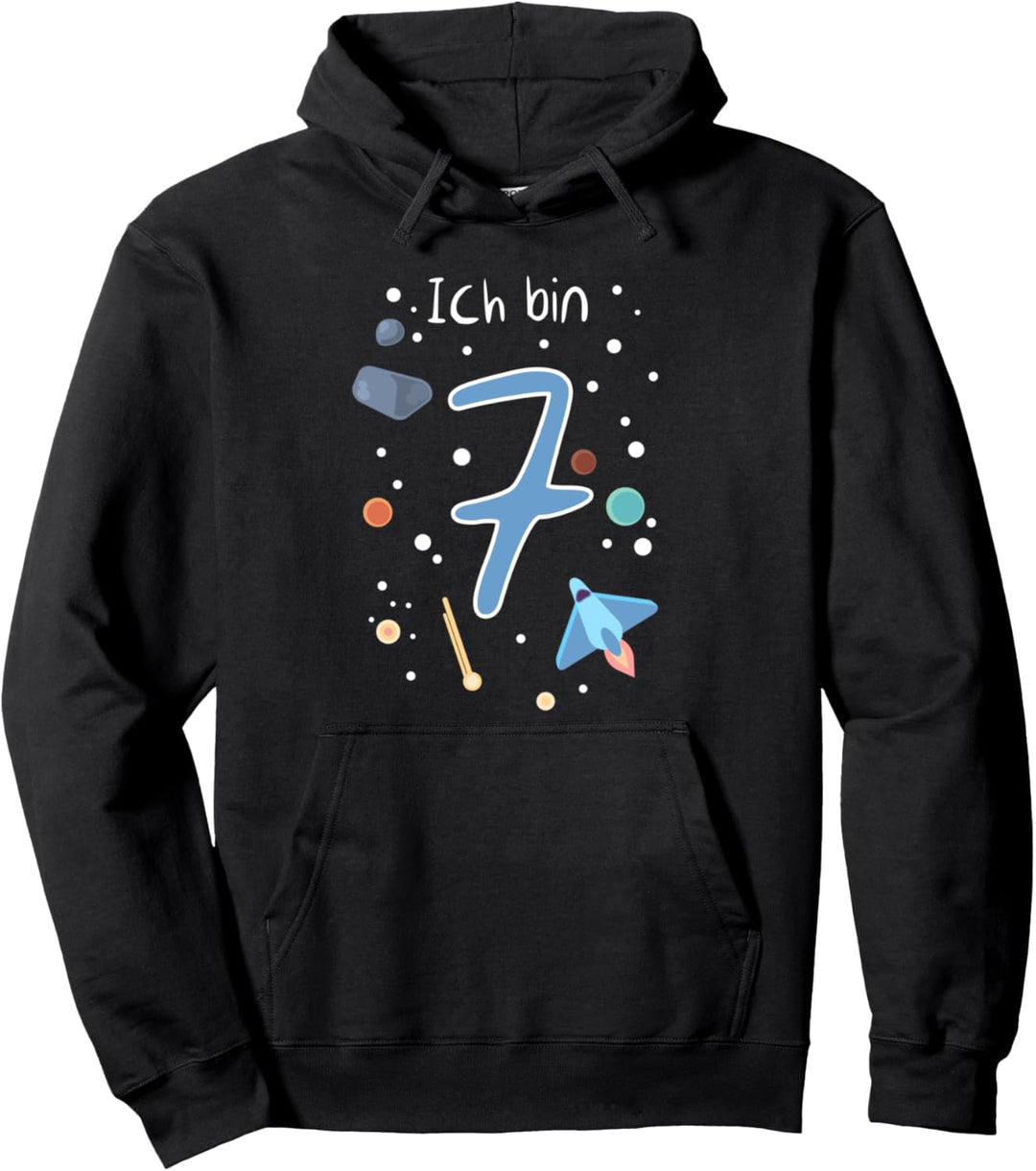 Ich Bin 7 - Weltraum - 7. Geburtstag Geschenk Jungen Pullover Hoodie
