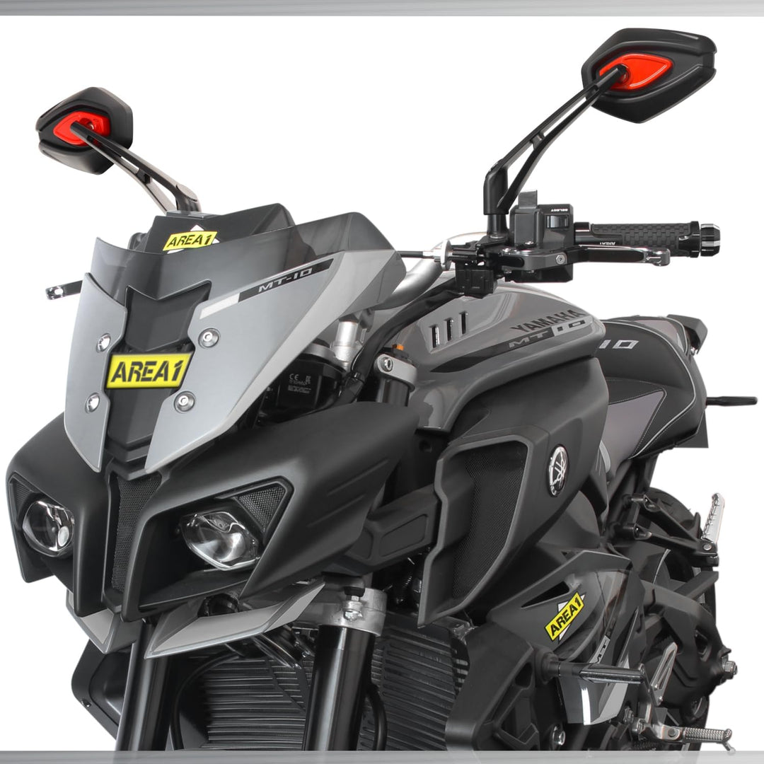 Area1 Universal Motorrad Rückspiegel Paar e-geprüft 2x M10 Rechtsgewinde + Linksgewindeadapter, komp