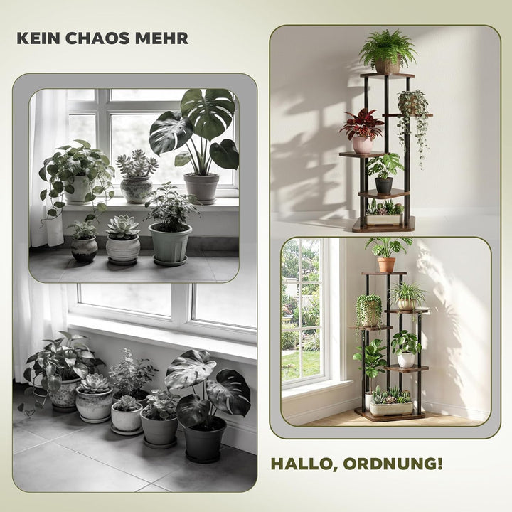 Pflanzständer für den Innenbereich 5 Ebenen Blumenständer, Metall Pflanzenregal für Balkon &amp; Wohnzim
