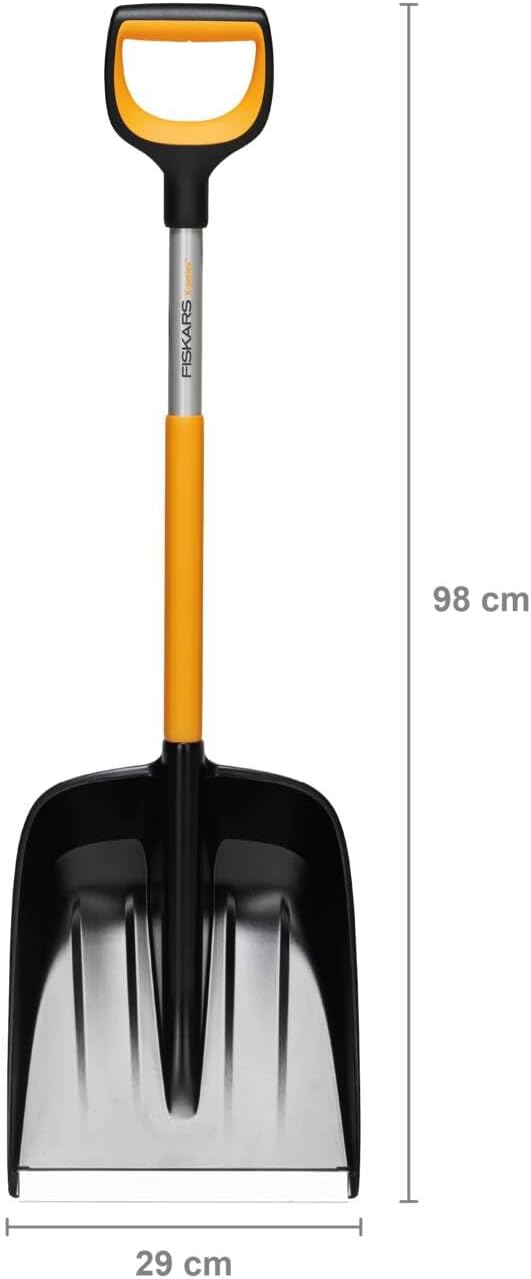 Fiskars Auto-Schneeschaufel, X-series, Länge: 98 cm, Aluminium/Polymer, Schwarz/Orange/Grau, 1057393