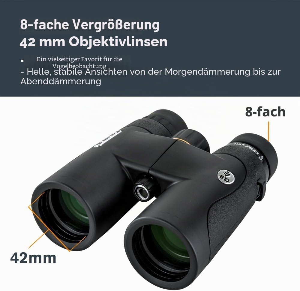 Celestron 72332 Nature DX ED 8x42 Fernglas für Natur- und Vogelbeobachtungen mit Objektivlinsen mit