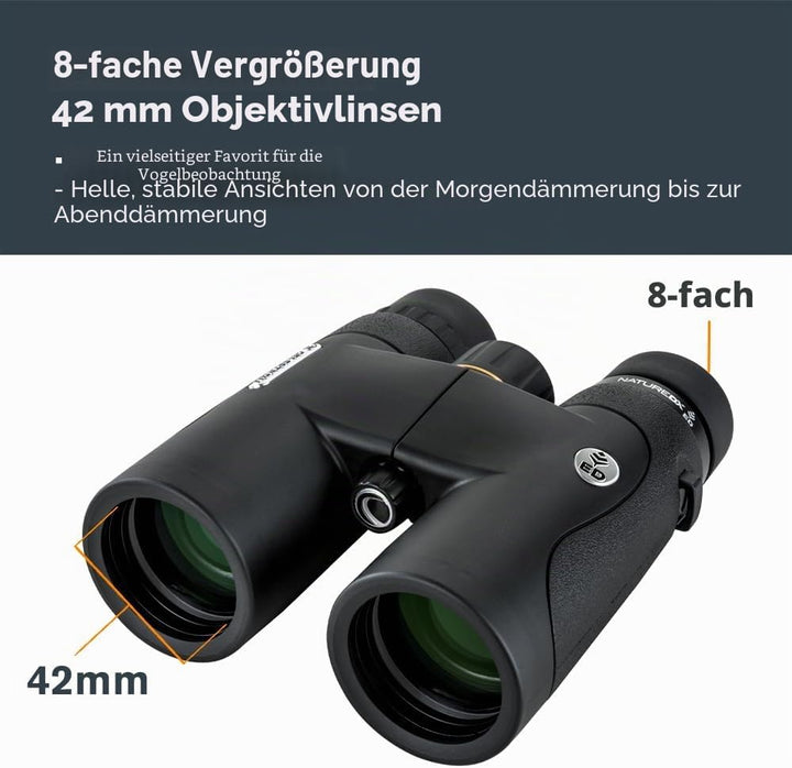 Celestron 72332 Nature DX ED 8x42 Fernglas für Natur- und Vogelbeobachtungen mit Objektivlinsen mit