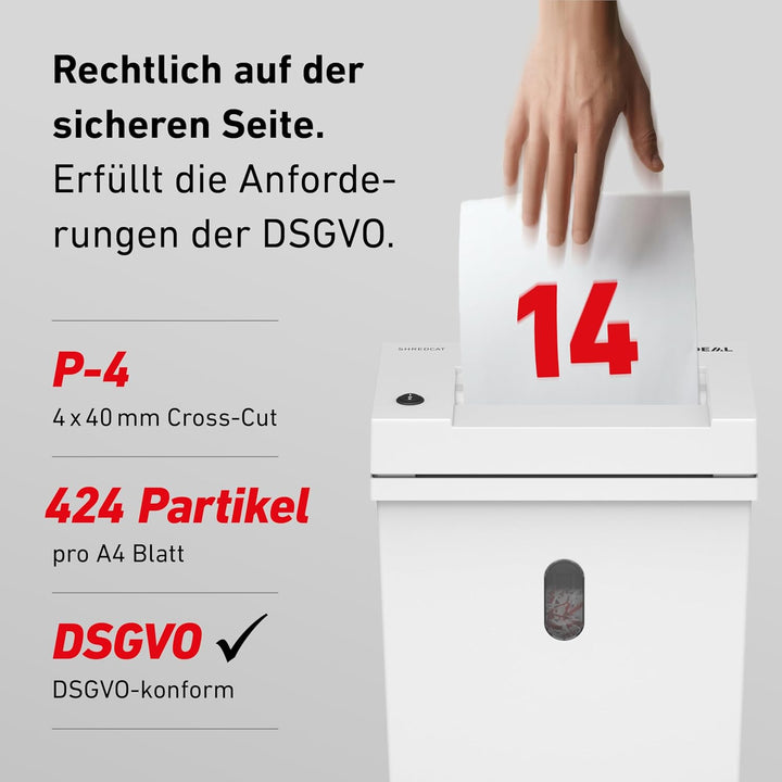 Aktenvernichter IDEAL Shredcat 8200 DataCare Edition inkl.Spezialöl & Datenschutz-E-Book,14 Blatt, P