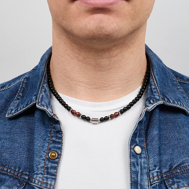Handgemachte Herren Tigerauge Onyx Perlenkette Kette Natürliche Edelsteine Heilung Kristallschmuck (