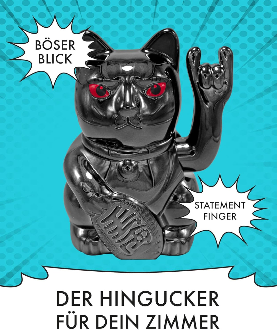 ANGRY CAT - Winkekatze Lucky CAT - rockige, winkende - Rock- japanische Winkkatze rockt - Dekoartike