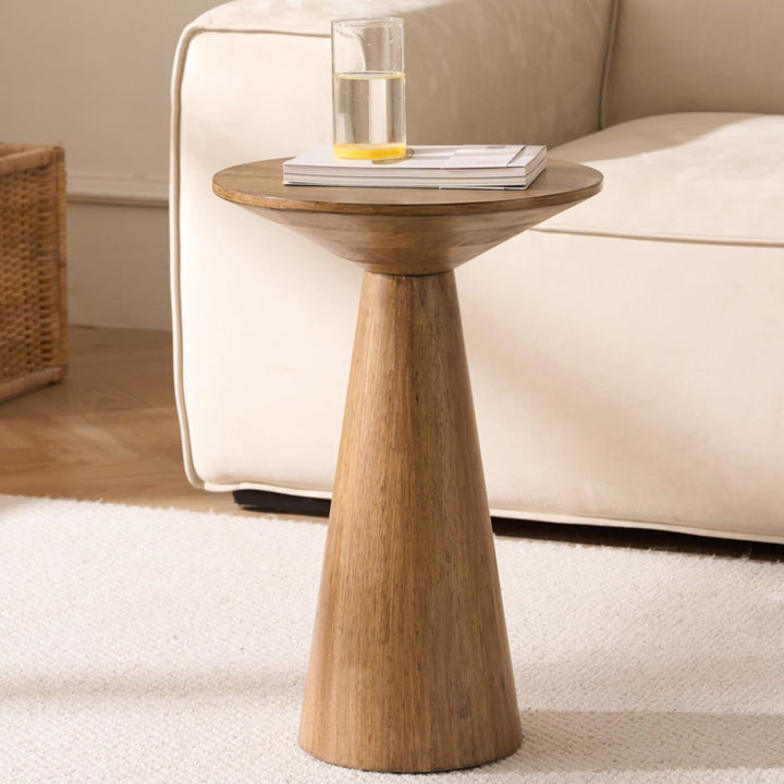 Beistelltisch Rund, Beistelltisch Holz Natur, Couchtisch Klein Rund für Wohnzimmer, Runder Beistellt