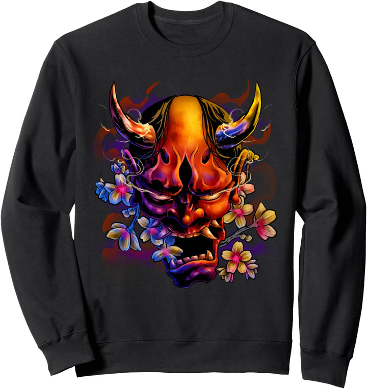 Oni Demon Maske Japanischer Samurai Krieger Teufel Sweatshirt