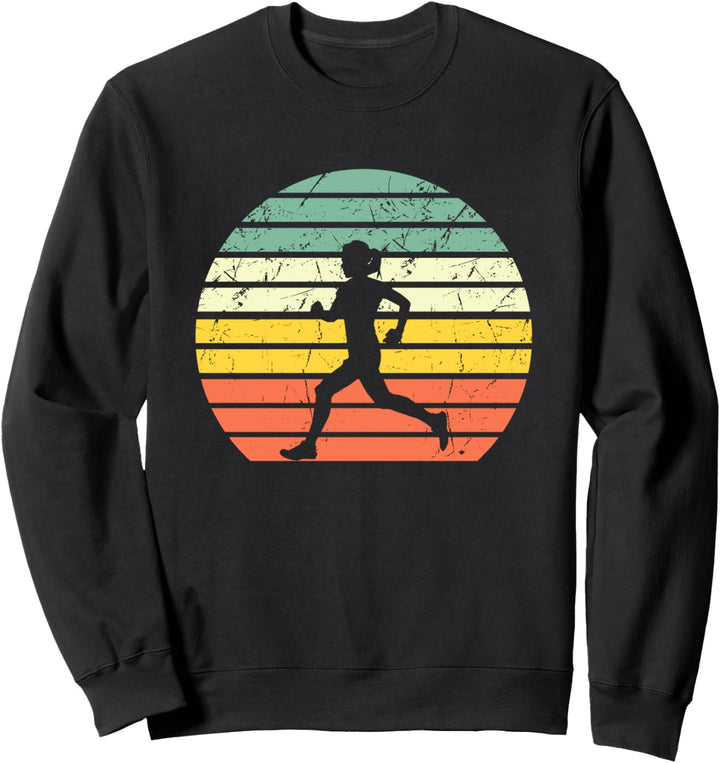 Läufer Silhouette Running Distressed Vintage Sonnenuntergang Sweatshirt