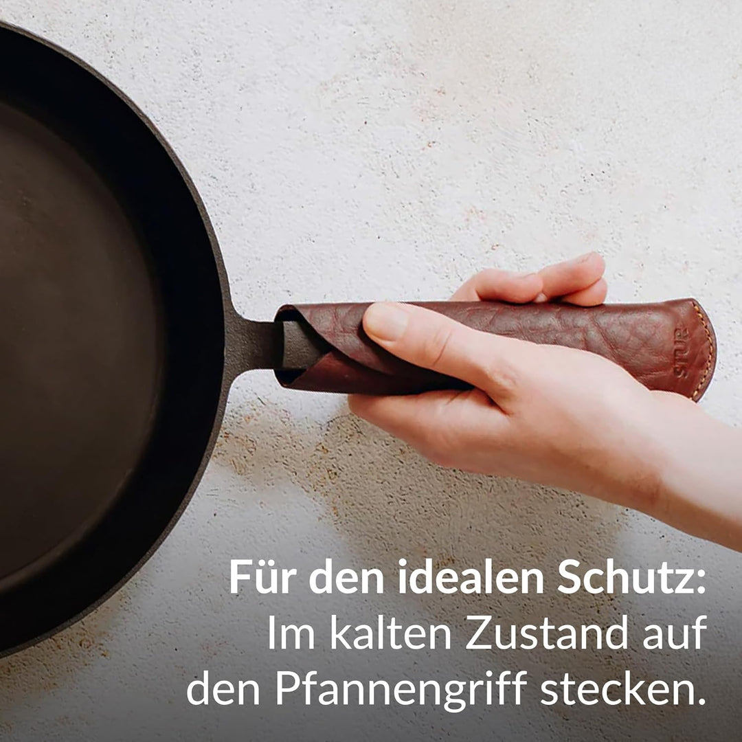 STUR - Griffschutz aus pflanzlich gegerbtem Echtleder – Pfannenstiel Hitzeschutz für Pfannen aus Eis