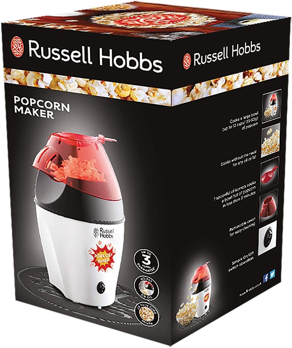 Russell Hobbs Popcornmaschine [Testsieger] Fiesta (Heissluft Popcorn Maker, ohne Fett & Öl, inkl. Me