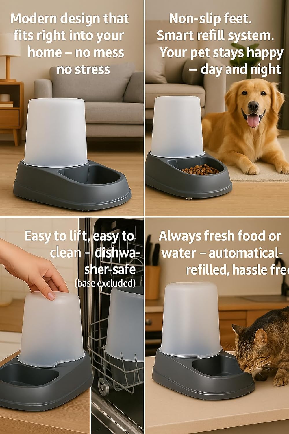 Automatischer Futter- und Wasserspender für Hunde und Katze - 2,5L - Futterautomat Katze - Futterspe