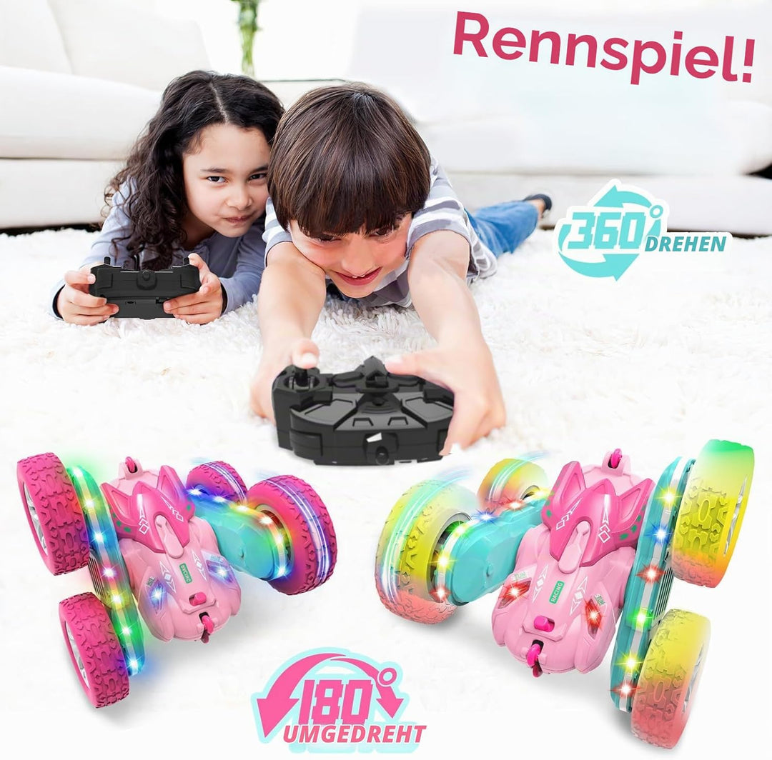 seveclotree Ferngesteuertes Auto Mädchen,Geschenk Mädchen 3 4 5 6 7 8 9 Jahre,2.4Ghz 4WD 360° Flip F