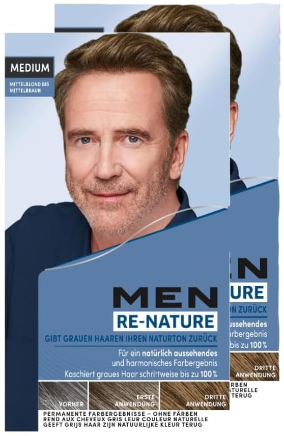 Men Perfect Re-Nature Männer Mittelblond bis Mittelbraun (2x 145 ml), Re-Pigmentierungs-Creme, stell
