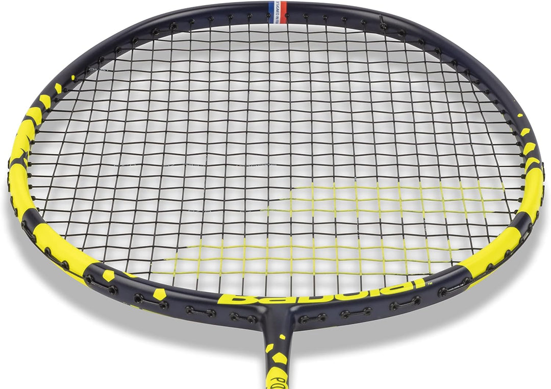 Babolat Power Light Badminton Schläger Allround Racket schwarz/gelb besaitet + inklusive Tragetasche