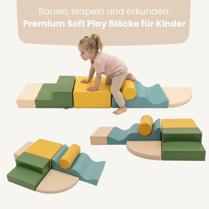 IGLU SOFT PLAY 6er Softbausteine Set für Kinder – XXL Kletterbausteine & Schaumstoff-Bausteine – Abe
