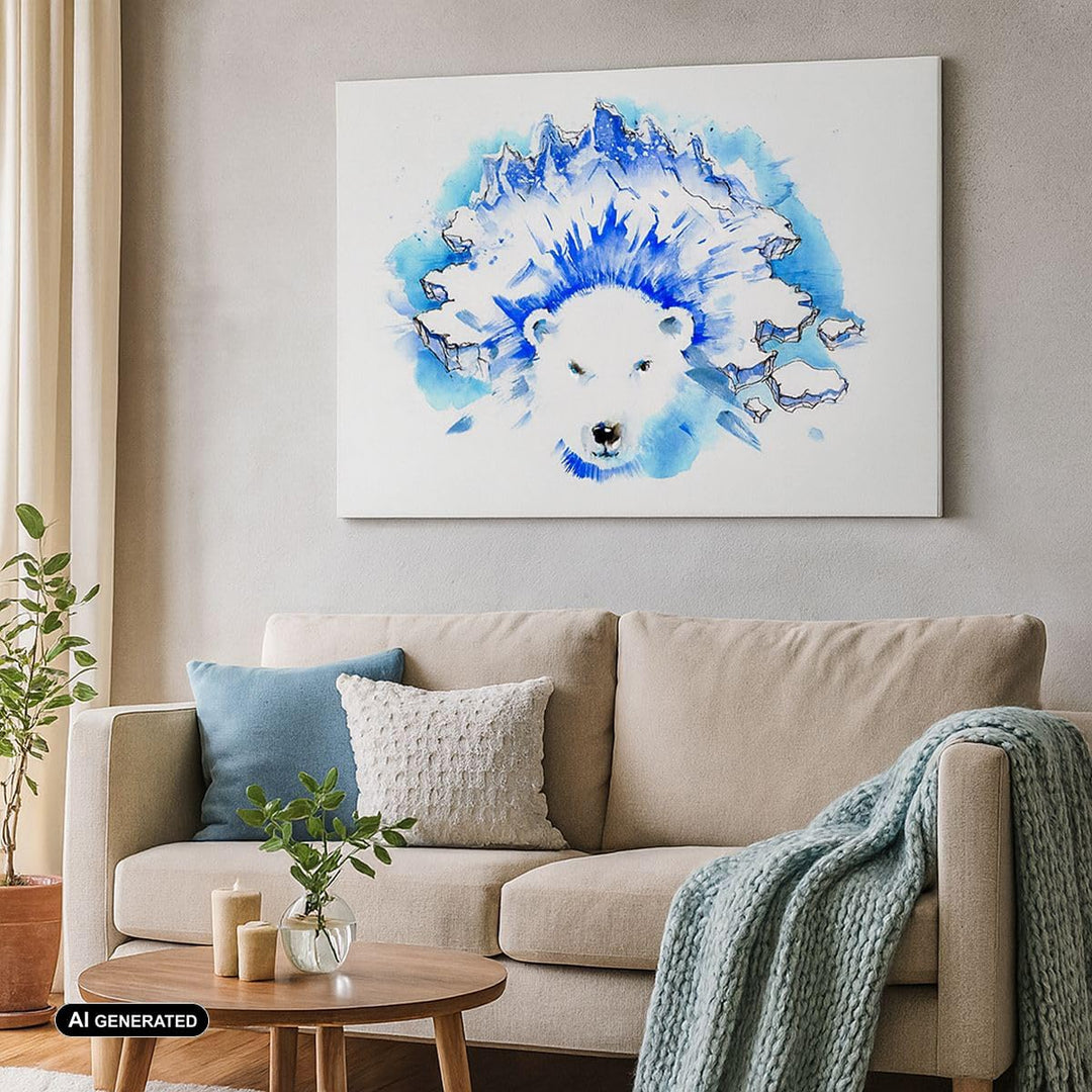 Bilder auf Leinwand Bär Eis Winter Arktis Leinwandbild 70x50cm Wandbilder Dekoration Wohnzimmer Schl