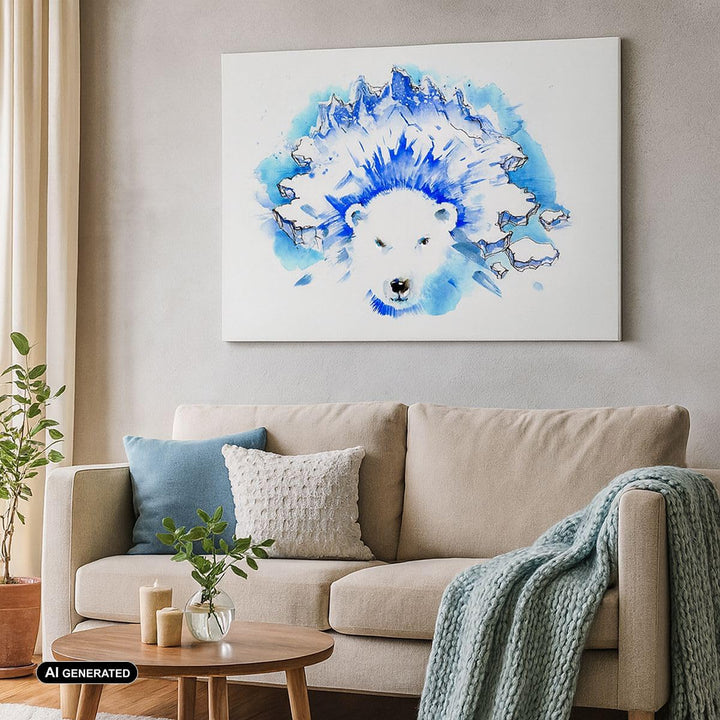 Bilder auf Leinwand Bär Eis Winter Arktis Leinwandbild 70x50cm Wandbilder Dekoration Wohnzimmer Schl