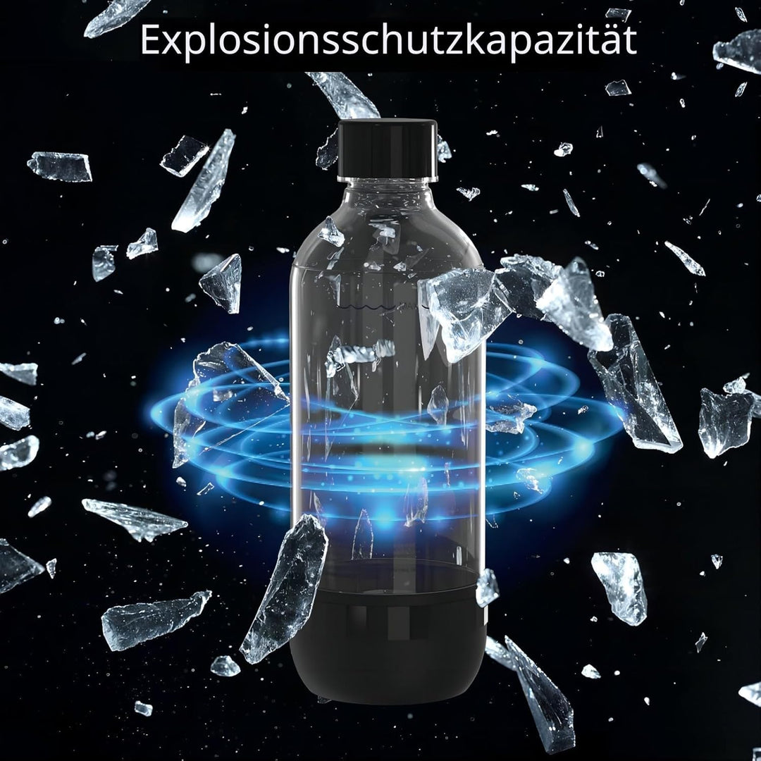 Mycket Soda Maker Flaschen, 2 x 1L Carbonating Bottles, BPA-frei Kohlensäureflaschen, Wiederverwendb