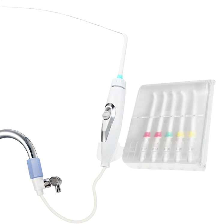 Mundspüler, nicht elektrisch, Munddusche mit Wasserhahn, nicht elektrisch, oraler Irrigator mit 6 Dü