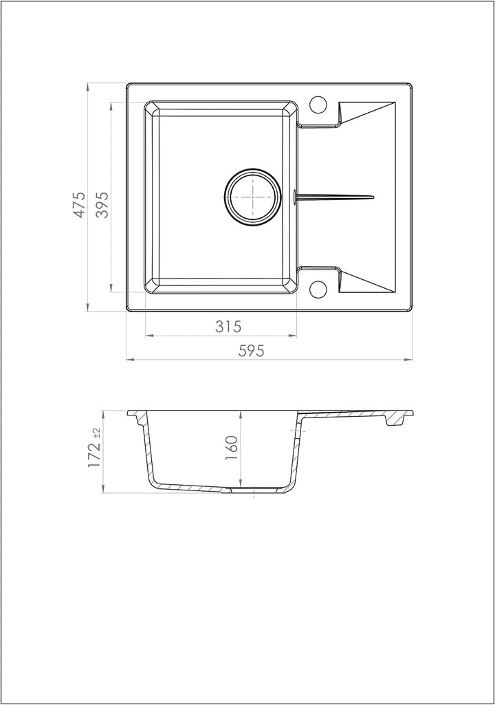 GRANMASTER Caro Spülbecken Küche - mit 1 Becken - Granitspüle mit Siphon Waschbecken Küche - Einbaus