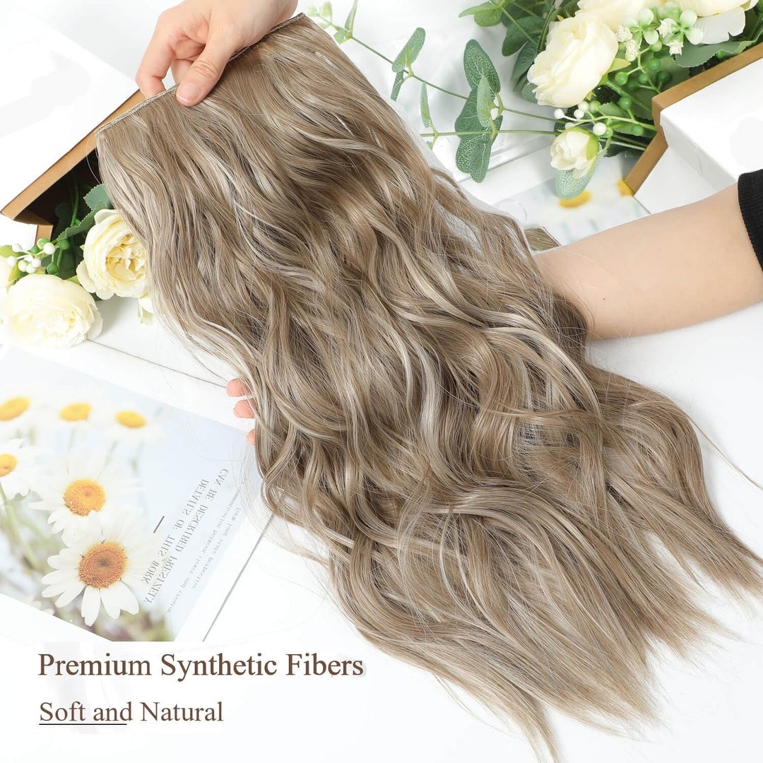 Ms Taj Invisible Secret Wire Extensions 50cm,Aschblonde Extensions lange mit Einstellbarer Grösse,ei