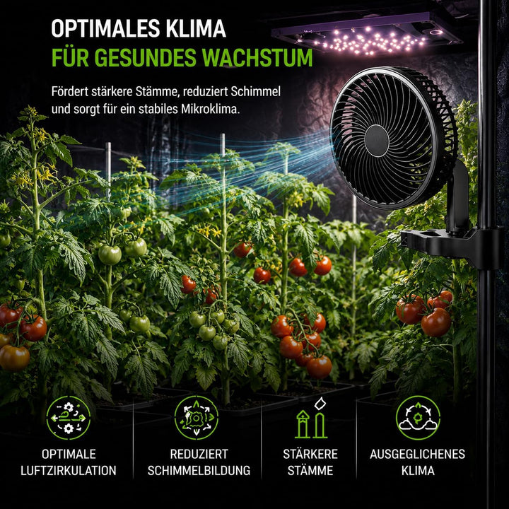 Grow Ventilator Oszillierend mit Clip, 10 Stufen EC-Motor 9W Ventilator für Growzelt &amp; Growbox, 325
