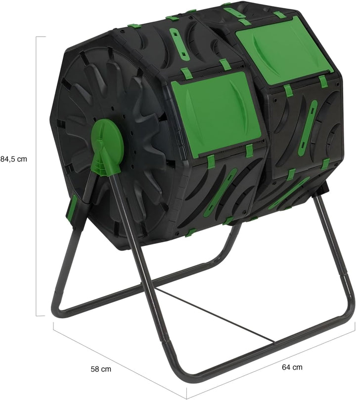 IDMarket - Rotierender Doppelbehälter Kompostbehälter 140L