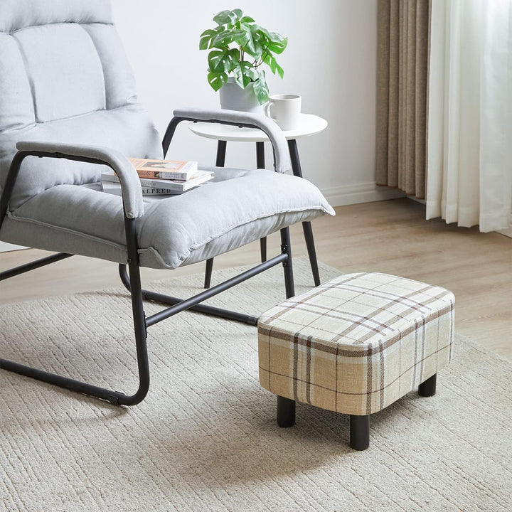 YMYNY Rechteckiger Fusshocker Sitzhocker, 42 x 29 x 23 cm, Gepolsterter Hocker aus Baumwolltuch, Hol