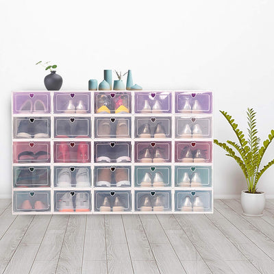 SABUIDDS Schuhboxen 20er Set Schuhkartons Durchsichtig Schuhaufbewahrung mit Deckel Aufbewahrungsbox