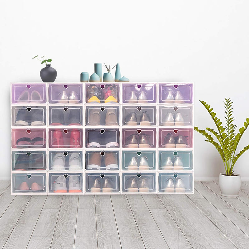 SABUIDDS Schuhboxen 20er Set Schuhkartons Durchsichtig Schuhaufbewahrung mit Deckel Aufbewahrungsbox