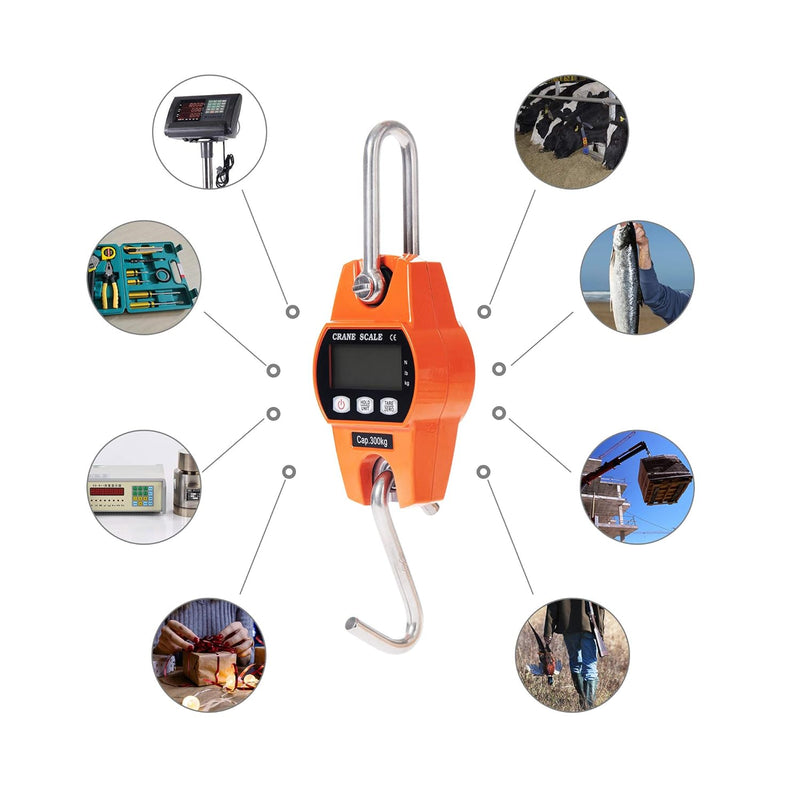 Hyindoor 300KG Hängewaage Elektronische Kranwaage Digitale Zugwaage Wildwaage Crane Massstab mit Hak