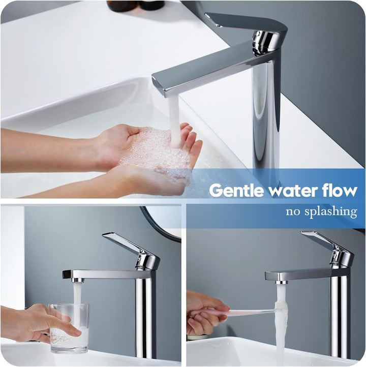 Decaura Waschtischarmatur chrom Hoch Wasserhahn Bad Badezimmer Armatur Edelstahl Einhebelmischer Mis