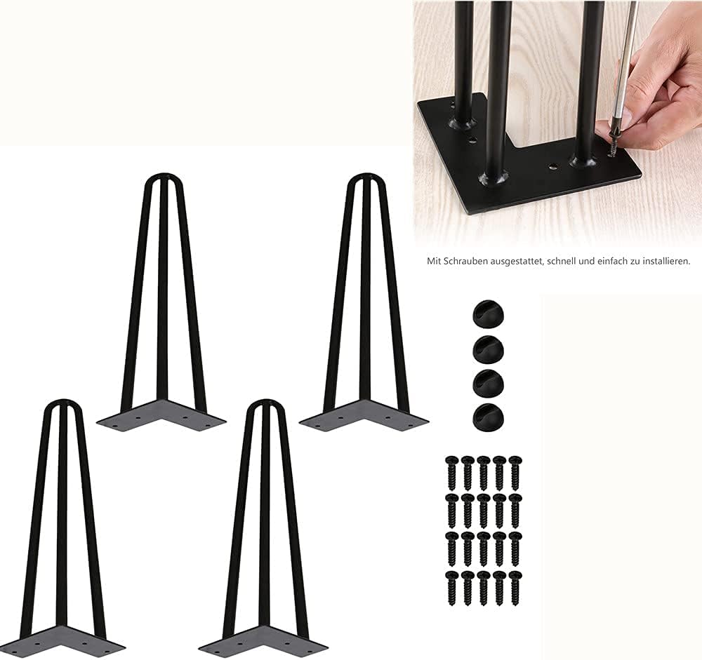 Einfeben 4X Haarnadel Tischbeine, Hochleistung Robuste Möbelfüsse Tischgestell Hairpin Legs, Länge 7