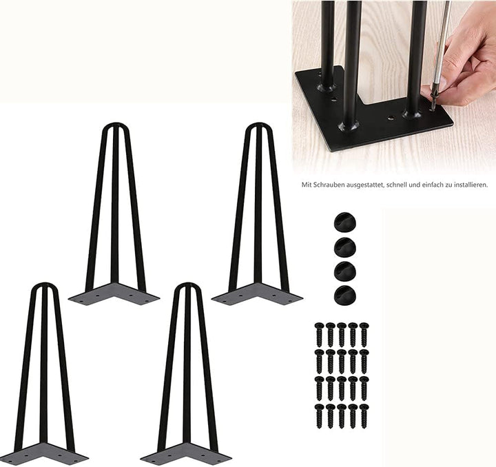 Einfeben 4X Haarnadel Tischbeine, Hochleistung Robuste Möbelfüsse Tischgestell Hairpin Legs, Länge 7