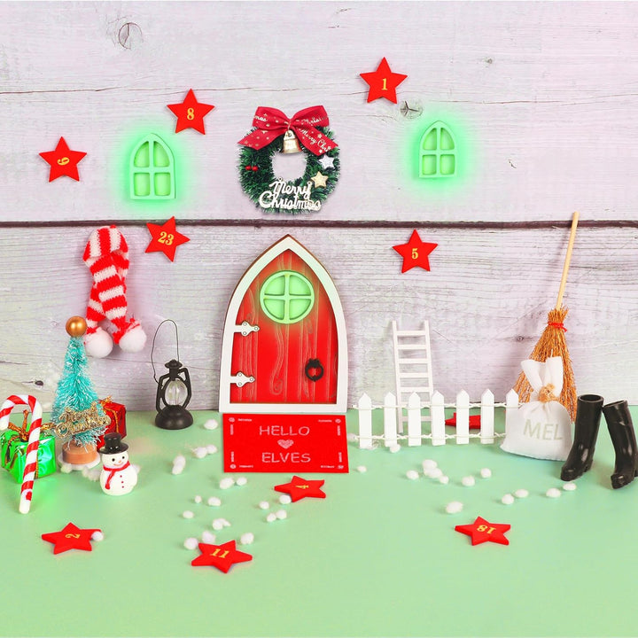 Wichteltür Weihnachten 40Pcs Wichtel Zubehör Miniatur Rot Wichteltür Zubehör Weihnachtsdeko Elfentür