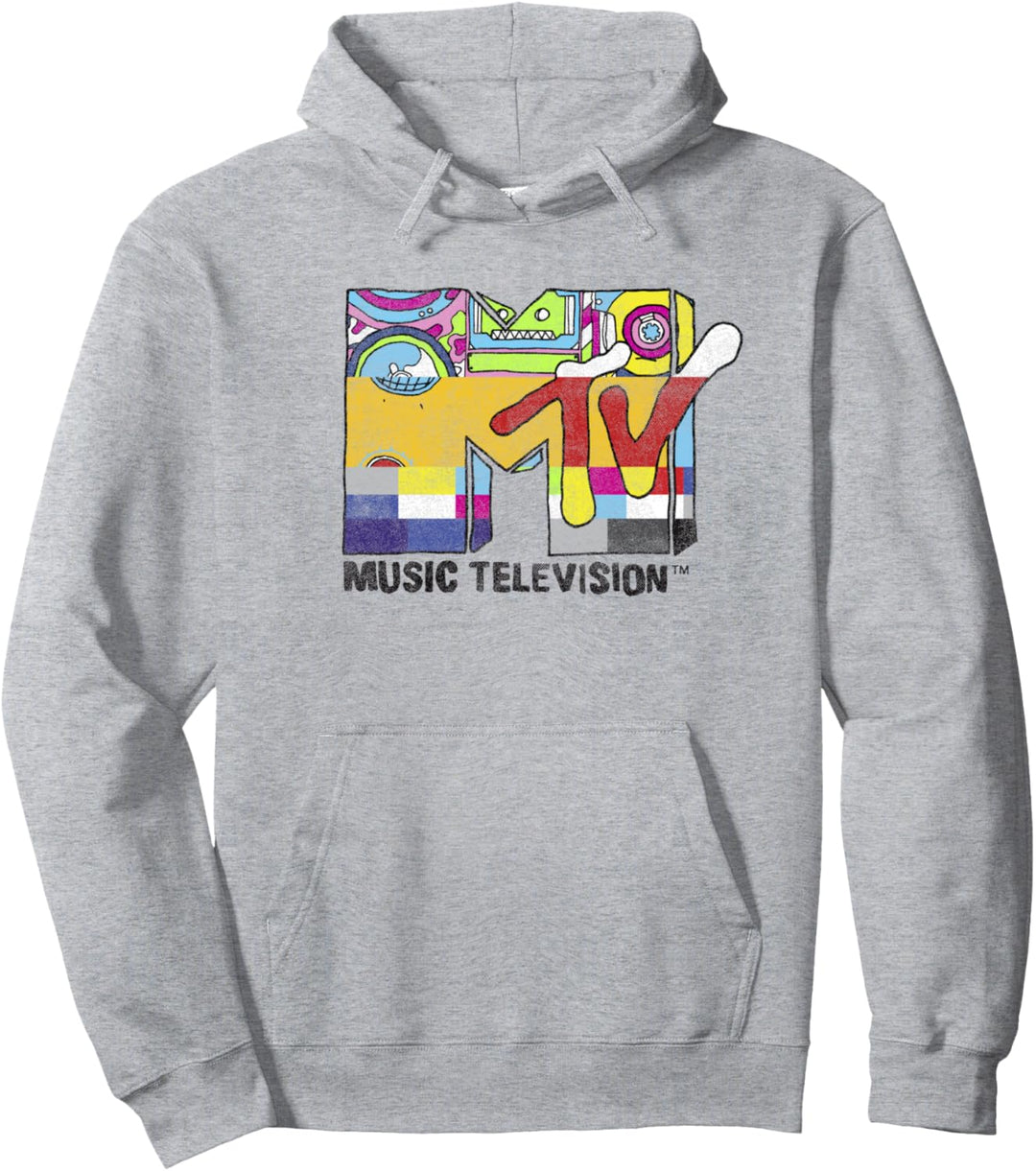 MTV Music Television Split Glitch Logo Pullover Hoodie
