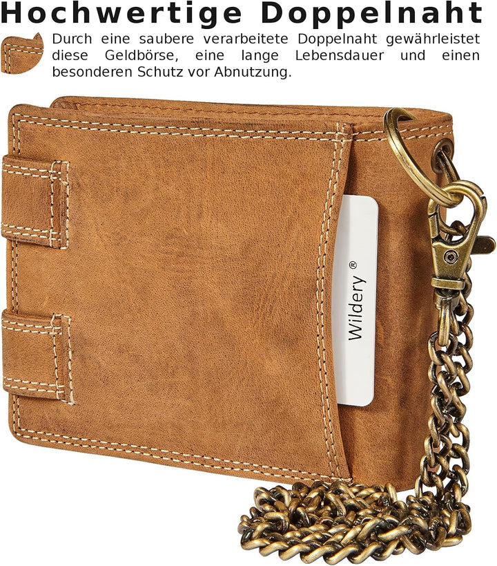 Geldbeutel mit Kette I Biker Geldbörse mit Kette Herren I Geldtasche mit RFID Schutz I Portemonnaie