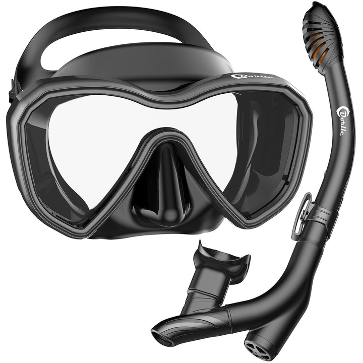 Dorlle Schnorchelset, Neu Verbesserte Panorama Schnorchelmaske, wasserdichte Tauchmaske Anti-Fog Ant