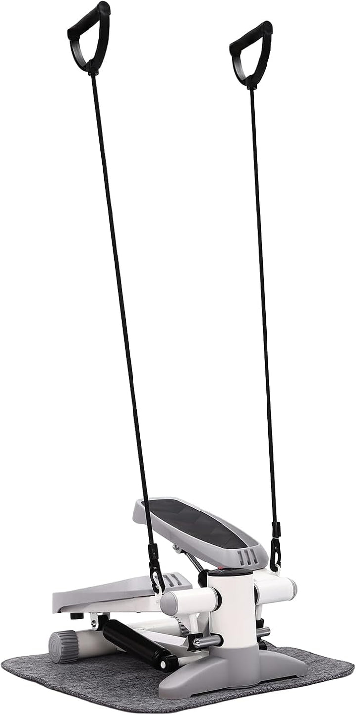 Mini Stepper für Zuhause, Up-Down Swing Stepper mit Power Ropes, Stepper Hometrainer, 2 in 1 Trainin