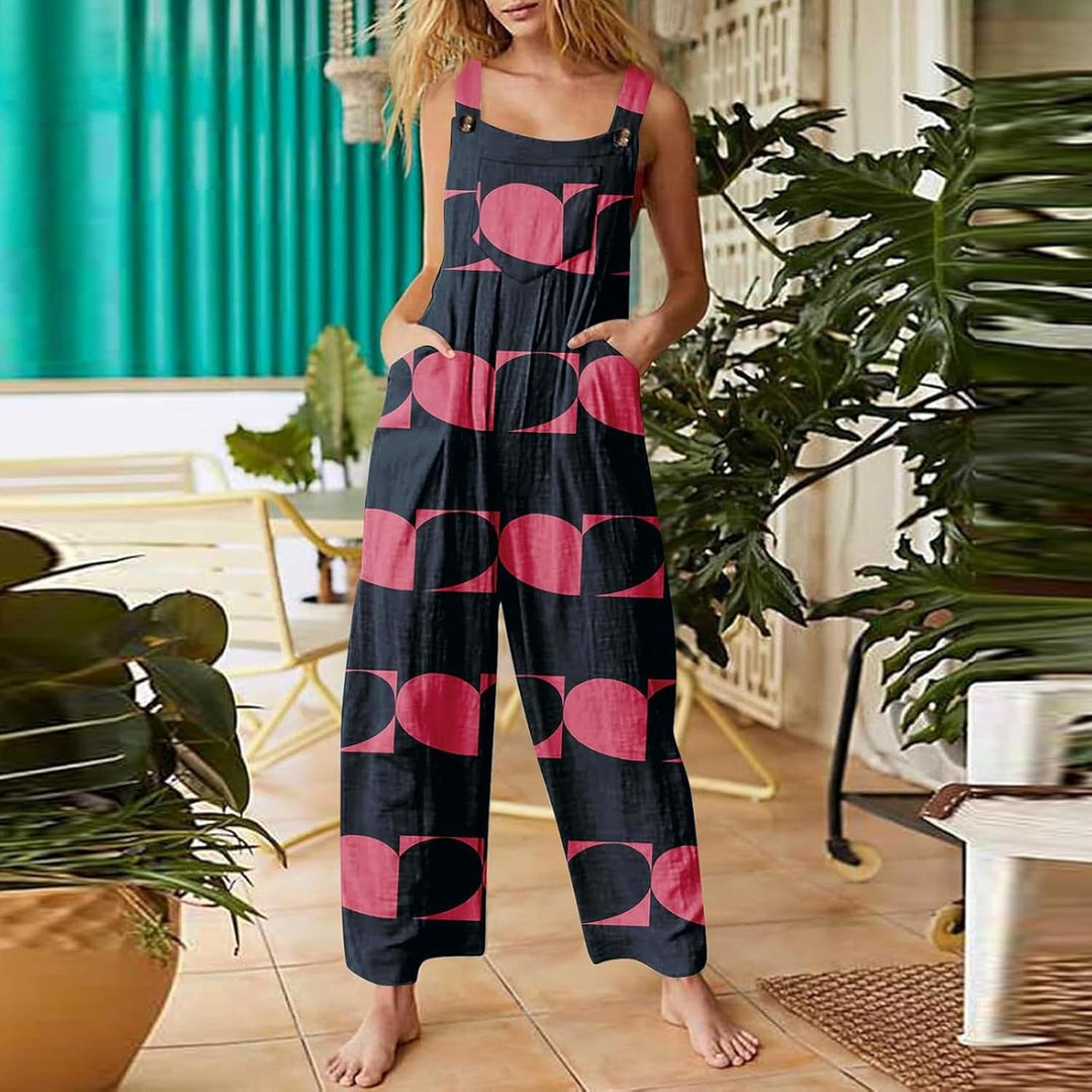 Valentinstag Jumpsuit Für Damen Herz Gedruckt Lässiger Ärmelloser Latzhose Locker Strampler Mit Tasc