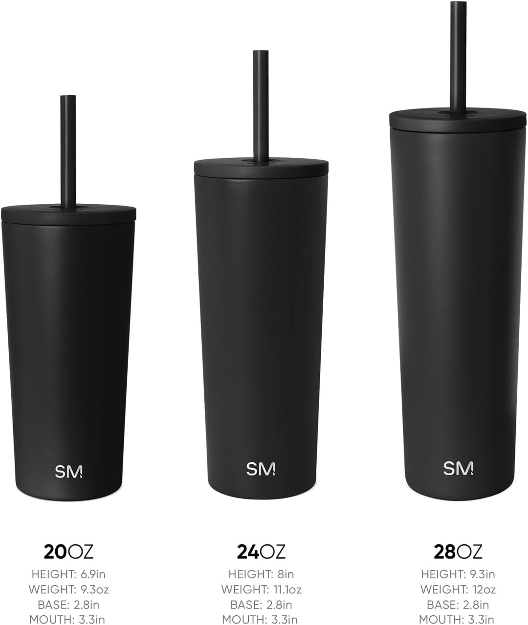 Simple Modern Thermobecher mit Strohhalm und Deckel | Trinkbecher mit Henkel Wiederverwendbare Edels