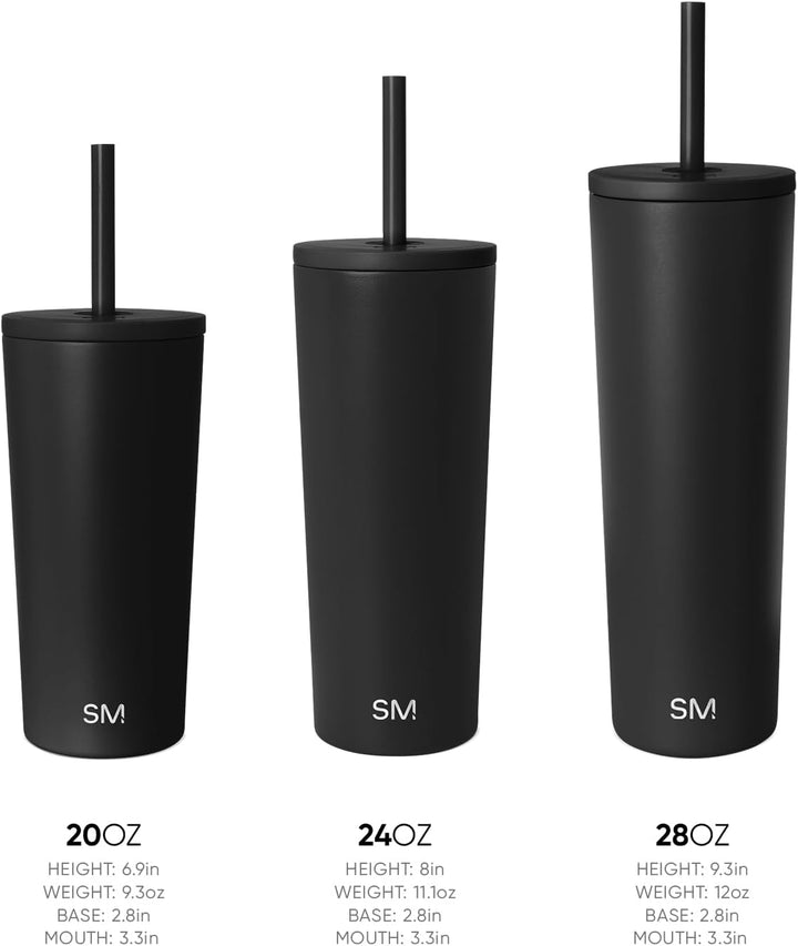 Simple Modern Thermobecher mit Strohhalm und Deckel | Trinkbecher mit Henkel Wiederverwendbare Edels