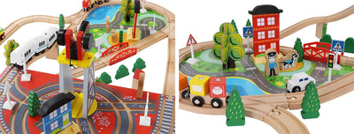 Iso Trade Train Track Wooden Toys Set 88 Teile Railway Kids Educational Accessories 9363 Slot, Track