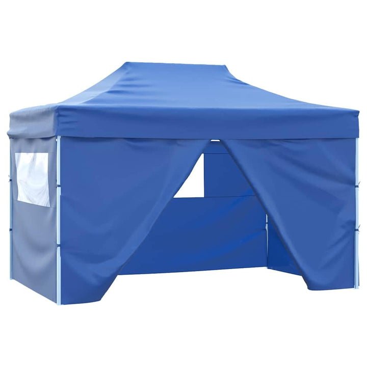 vidaXL Faltzelt mit 4 Seitenteilen 3x4,5m Blau Gartenzelt Partyzelt Festzelt, Blau