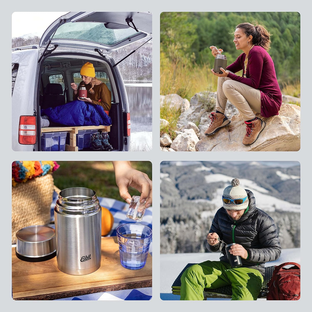 Esbit Thermobehälter Classic für Speisen - Warmhaltebehälter 500 ml in Schwarz - aus Edelstahl für w