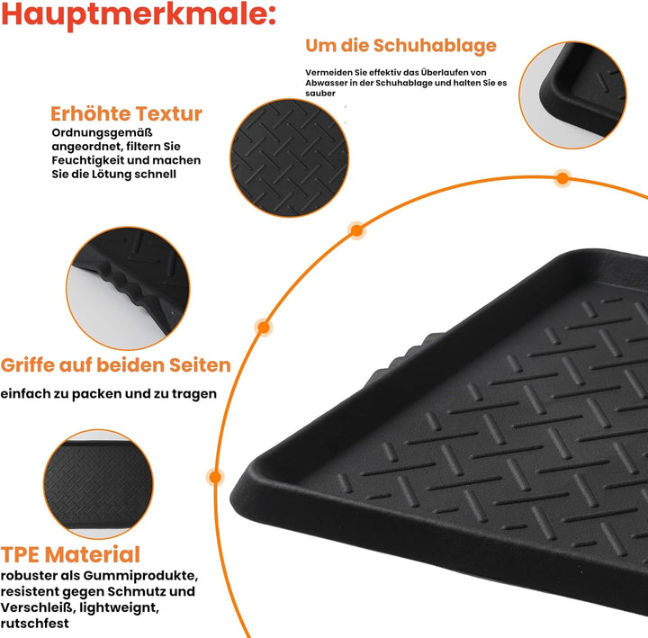 Schuhabtropfschale TPE Gummi ，71 x 41 x 3 cm, für Haustiere, Hunde, Schuhe, Haustiere, Garten, Schla