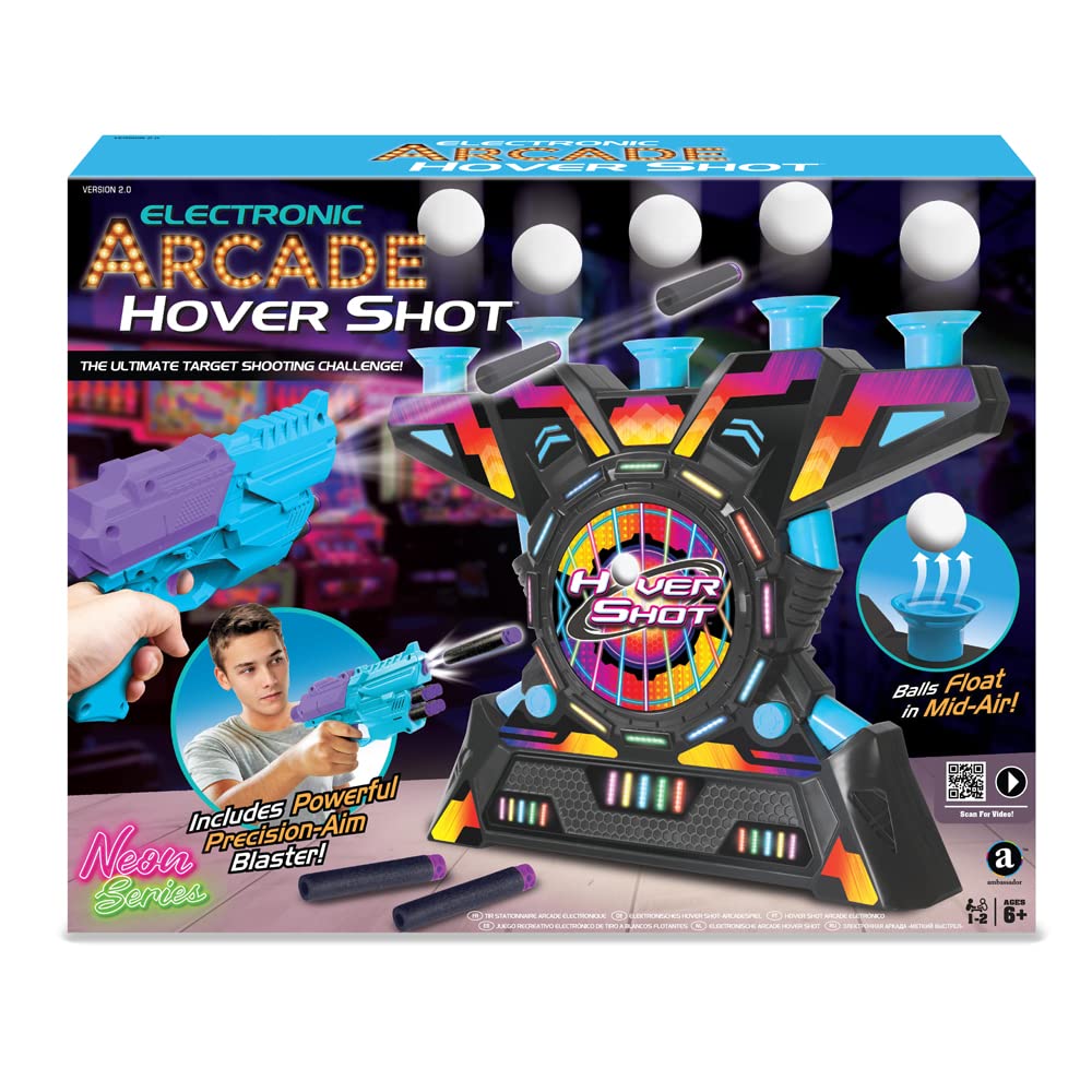 Ambassador Merchant Hover Shot Spiel – Schwebende Ziele, Soft-Darts, Schaumstoffbälle, Zielschiesssp