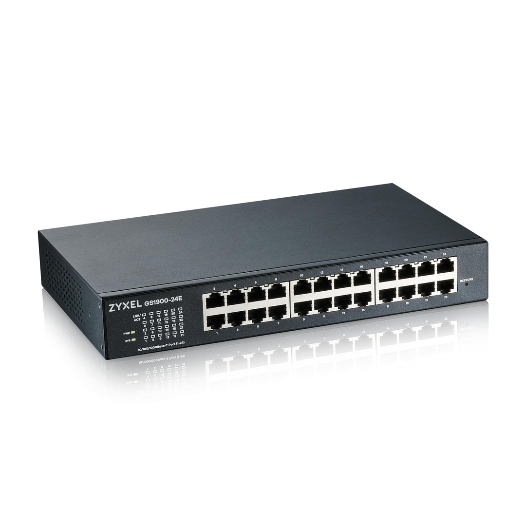 Zyxel 24-Port Gigabit Switch | Smart Managed | Desktop/Rackmount und lüfterlos | VLAN, IGMP, QoS | G